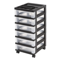 Office Depot Brand Plastic Storage Cart 6 Drawers 26 716 H X 12 116 W X 14 14 D Black Office Depot