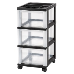 Office Depot Brand Plastic Storage Cart 3 Drawers 26 15 H X 12 110 W X 14 310 D Black Office Depot
