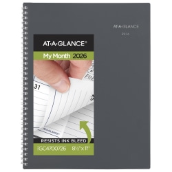 AT-A-GLANCE® DayMinder® 2026 Monthly Planner, Gray, Large, 8 1/2" x 11"