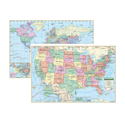 Kappa Map Group U S And World Wall Maps 28 X 40 Pack Of 3 Office Depot