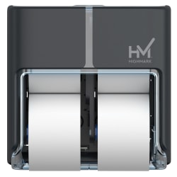 Highmark® High-Capacity Bathroom Tissue Dispenser, 4 Rolls, 12"H x 12-5/8"W x 6-5/8"D, Dark Gray