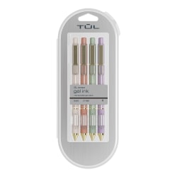 TUL® GL Series Retractable Gel Pens, Medium Point, 0.7 mm, Assorted Barrel Colors With Gold Lines, Black Ink, Pack Of 4 Pens