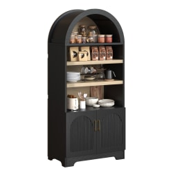 Bestier 71" Arched Wood Bookcase with Storage Cabinet and 3 Adjustable Shelves, Black
