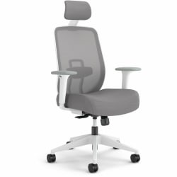 HON Altern Task Chair | Mesh Mid-Back |-Adjustable Arms | White Frame | Grey Fabric - Fabric, Foam Seat - ALTT1UMWHT