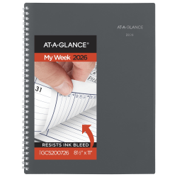 AT-A-GLANCE® DayMinder® 2026 Weekly Monthly Appointment Book Planner, Gray, Large, 8 1/2" x 11"