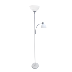 Photo 1 of Simple Designs Floor Lamp With Reading Light, 71 1/2"H, Clear Shade/Silver Base