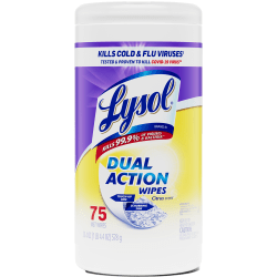 Lysol® Dual-Action Disinfecting Wipes, Citrus Scent, 7" x 7.25", Container Of 75