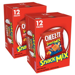 Cheez-It Crackers Snack Mix Tray, 0.75 Oz, 12 Pouches Per Box, Pack Of 2 Boxes