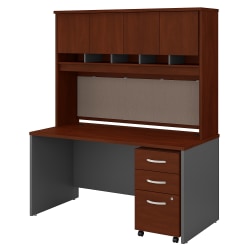 Bush Business Furniture Components 60&quot;W Office Desk With Hutch And Mobile File Cabinet, Hansen Cherry/Graphite Gray, Standard Delivery