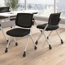Bush Business Furniture Envision Mesh Mid Back Folding Chairs - Set of 2, Black Nylon, Standard Delivery
