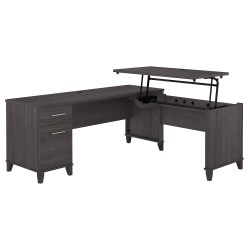 Bush Furniture Somerset 72&quot;W 3-Position Sit-To-Stand L-Shaped Desk, Storm Gray, Standard Delivery