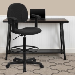 Flash Furniture Ergonomic Drafting Chair Black Office Depot