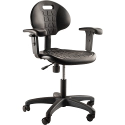 National Public Seating® 6700 Series Kangaroo Polyurethane Task Chair,  With Arms, 16&quot; to 21&quot; Seat Height, Black