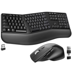 Delton KB200 &amp; S18 Ergonomic Wireless Battery Keyboard And Mouse Set, Black, Total Qty 1