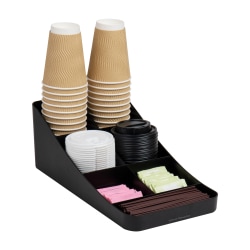 Mind Reader 7-Compartment Coffee Cup and Condiment Organizer, 5-1/4" H x 7-1/4" W x 15-1/2" L, Black