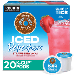 The Original Donut Shop Iced Refreshers, Strawberry A&ccedil;a&iacute; Flavor, Keurig Single Serve K-Cup Pods, Box of 20 K-Cup® Pods