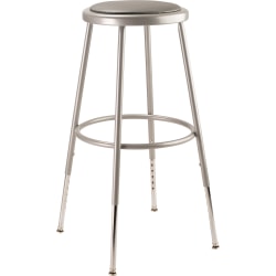 National Public Seating Adjustable Vinyl-Padded Task Stool, 25&quot; - 32 1/2&quot;H, Gray