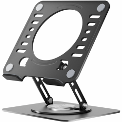 Swivel Laptop Stand - Adjustable 360° Rotating Metal Laptop Riser (Black) - Raise, rotate, and cool your laptop for better posture and productivity.