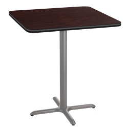 National Public Seating Square Caf&eacute; Table, X-Base, 42&quot;H x 36&quot;W x 36&quot;D, Mahogany/Gray