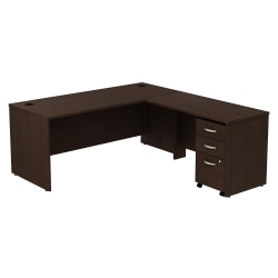 Bush Business Furniture Components 72&quot;W L Shaped Desk with 3 Drawer Mobile File Cabinet, Mocha Cherry, Standard Delivery