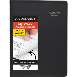 AT-A-GLANCE® Academic 2026-2027 Weekly Appointment Book Planner, Black, Large, 8 1/4" x 11"