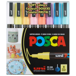 POSCA PC 3M Water Based Paint Markers, Reversible Fine Tip (0.9 1.3mm), Soft Colors, 8ct