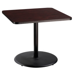 National Public Seating Square Caf&eacute; Table, Round Base, 30&quot;H x 36&quot;W x 36&quot;D, Mahogany/Black