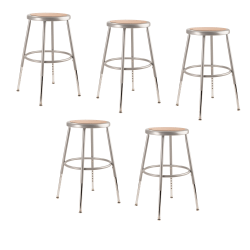 National Public Seating Adjustable Hardboard Stools, 19 - 26 1/2&quot;H, Gray, Set of 5