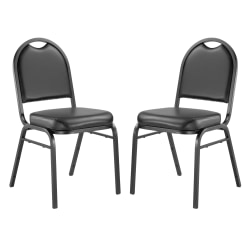 National Public Seating Dome-Back Padded Vinyl Seat, Stacking Banquet Chair, 16&quot; Seat Width, Black Seat/Black Frame, Quantity: 2