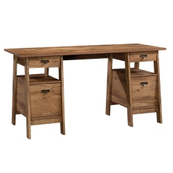 Sauder Trestle Executive Desk Vintage Oak Office Depot