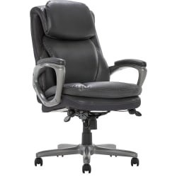 Serta® Smart Layers&trade; Arlington AIR&trade; Ergonomic Bonded Leather High-Back Executive Chair, Dark Gray/Silver