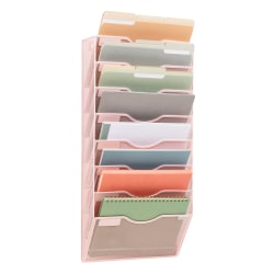 Mind Reader 8-Pocket Wall File Organizer, 26-1/4"H x 4"W x 13"D, Pink