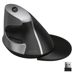 Delton S22 Vertical-Grip Ergonomic Wireless Computer Mouse, Black