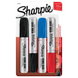 Sharpie® King-Size&trade; Permanent Markers, Assorted Colors, Pack Of 4