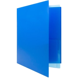 JAM Paper® Heavy Duty 4-Pocket Plastic Folders, 9 1/2&quot; x 11 5/8&quot;, Blue, Pack Of 2