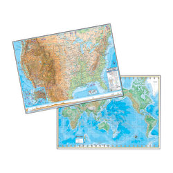 Kappa Map Group U.S. And World Physical Rolled Laminated Map Set 48 x ...