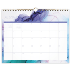 Cambridge® Aqueous Academic 2025-2026 Monthly Wall Calendar, Medium, 15&quot; x 12&quot;
