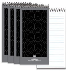 Office Depot Brand Professional Reporters Notebook 4 X 8 Blackgray Legalwide Ruled 140 Pages 70 Sheets Pack Of 4 Office Depot