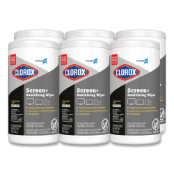 CloroxPro ScreenPlus Screen Sanitizing Wipes, 6x8, Citrus Blend, 75/Canister, 6 Canisters/CT