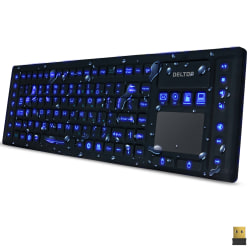 Delton M90 Medical Grade Airtight Waterproof Wireless Backlit Computer Keyboard With Touchpad, Black