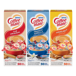 Coffee-Mate Creamer Singles Variety Pack, 0.38 Oz, 50 Creamers Per Carton, Case of 3 Cartons