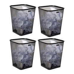 Mind Reader Mesh Trash Can Waste Paper Baskets, 5 Gallon, 12-1/4" H x 9-3/4" W x 9-3/4" L Black, Set Of 4 Baskets