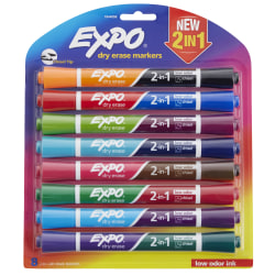EXPO® 2-in-1 Double-Sided Dry Erase Markers, Pack Of 8