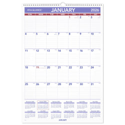 AT-A-GLANCE® 2026 Monthly Wall Calendar, Large, 15 1/2&quot; x 22 3/4&quot;
