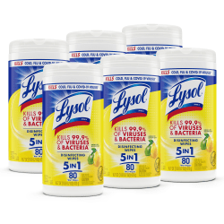 Lysol® Disinfecting Wipes, Lemon & Lime Blossom Scent, 80 Sheets Per Tub, Box Of 6