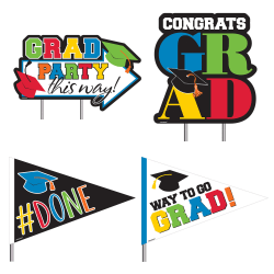 Amscan Graduation Yard Stakes 4 Pk Office Depot