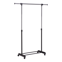 Photo 1 of Honey-Can-Do Expandable Garment Rack, 66 3/4"H x 17 1/4"W x 50"D, Chrome/Black
