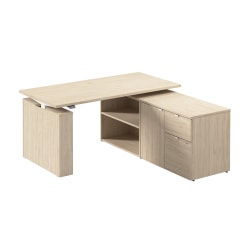 Stratus 60W x 30D Electric Height Adjustable Standing Desk with Storage, Natural Elm, Standard Delivery