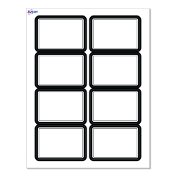Avery® Printable Adhesive Name Badges/Preprinted Designs, Rectangle, S00-EY6, 2-1/3" x 3-3/8", Matte White/Double Black Border, Pack Of 80