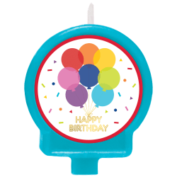Amscan Go Brightly Molded Happy Birthday Candle, 2-1/2&quot;, Rainbow